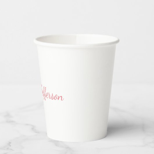White Plain Modern Handschrift Jouw naam Papieren Bekers (Links)