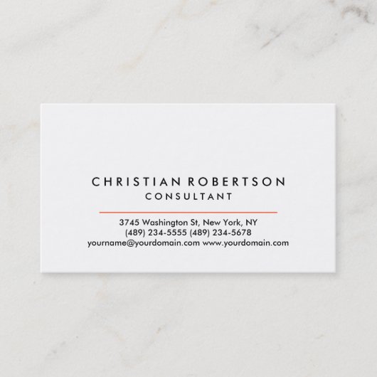 White Plain Modern Visitekaartje (Voorkant)