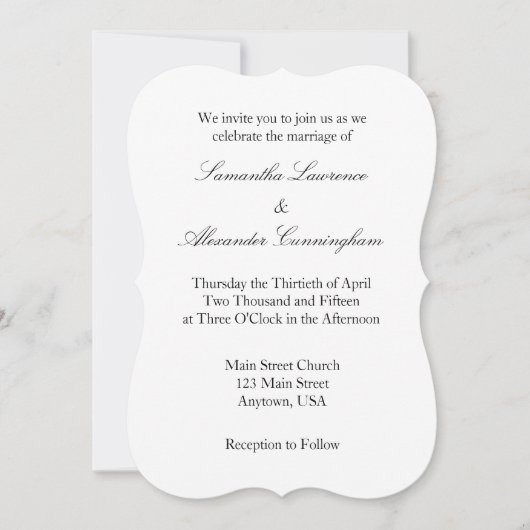 White Plain Simple Wedding Invitation Kaart (Voorkant)