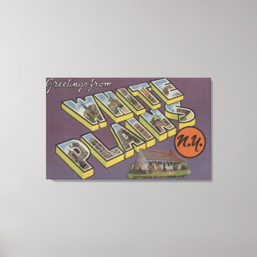 White Plains, New York - Large Letter Scenes Canvas Afdruk (Voorkant)