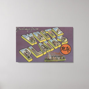 White Plains, New York - Large Letter Scenes Canvas Afdruk
