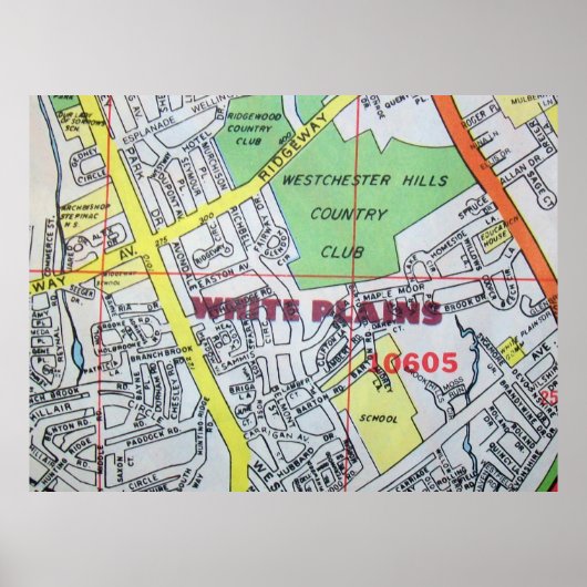 White Plains, NY  Map Poster (Voorkant)