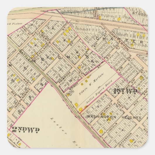 White Plains wards 1-2, New York Vierkante Sticker (Voorkant)
