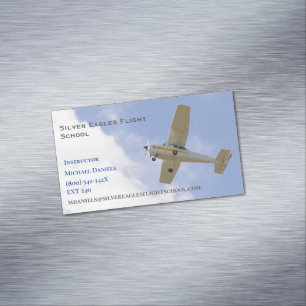 White Plane Flight School Instructor Pilot Magnetisch Visitekaartje