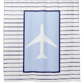 White Plane Kapitein Pilot Aviation Sky Douchegordijn (Voorkant)