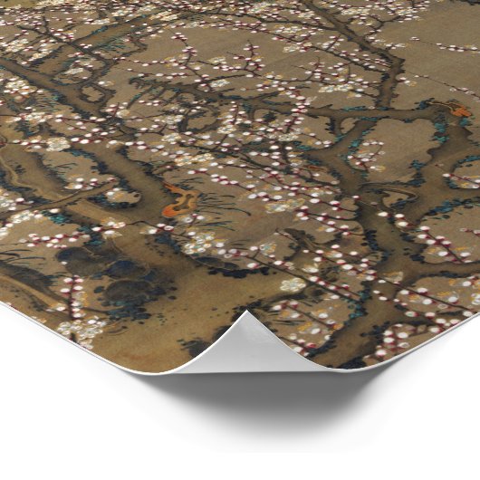 White Plum Blossom en Moon van Ito Jakuchu Poster (Hoek)