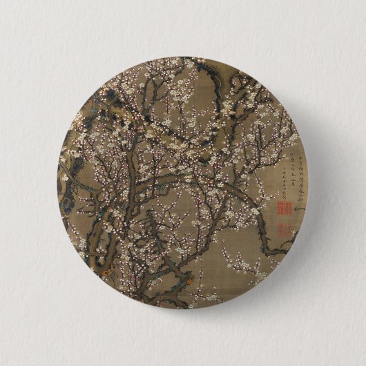 White Plum Blossom en Moon van Ito Jakuchu Ronde Button 5,7 Cm (Voorkant)