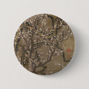 White Plum Blossom en Moon van Ito Jakuchu Ronde Button 5,7 Cm