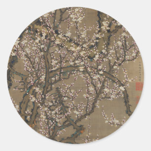 White Plum Blossom en Moon van Ito Jakuchu Ronde Sticker