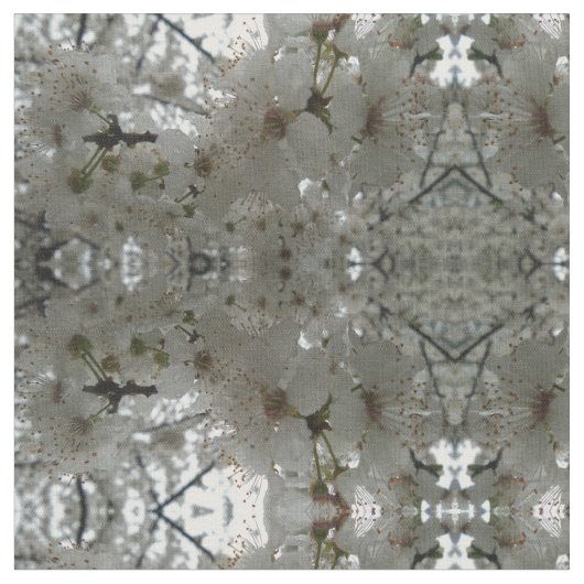 White Plum Flower Fabric Stof (Close Up)