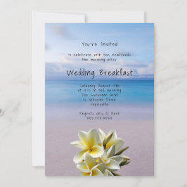 White Plumeria Beach Background Weddenschap Breakf Kaart