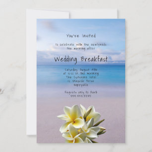 White Plumeria Beach Background Weddenschap Breakf Kaart