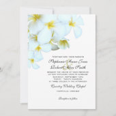 White Plumeria Beach Wedding Invitations Kaart (Voorkant)