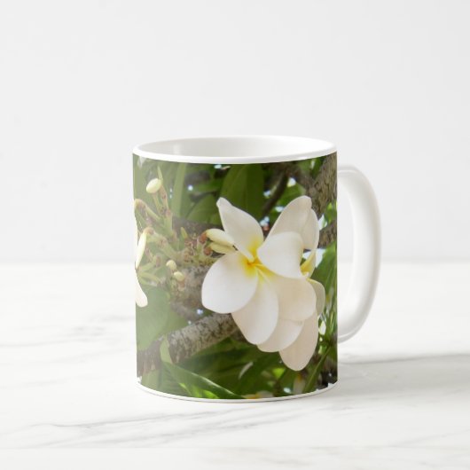 White Plumeria Cofee Mok (Voorkant rechts)