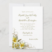 White Plumeria Custom Island Wedding Invitation Kaart (Voorkant)