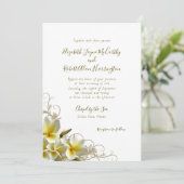 White Plumeria Custom Island Wedding Invitation Kaart (Staand voorkant)