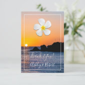 White Plumeria Flower, Golden Sunset, Bedankt Kaart (Staand voorkant)