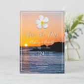White Plumeria Flower Golden Sunset, sla de datum  Kaart (Staand voorkant)