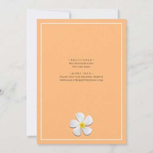 White Plumeria Flower Golden Sunset, sla de datum Kaart (Achterkant)
