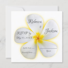 White Plumeria Flower met Yellow, RSVP-kaart Kaart