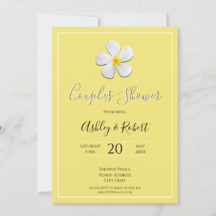 White Plumeria Flower on Yellow, Couples Shower Kaart