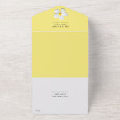 White Plumeria Flower on Yellow, Modern Wedding All In One Uitnodiging (Buitenkant)