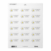 White Plumeria Flower on Yellow, Modern Wedding Etiket (Full Sheet)
