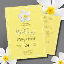 White Plumeria Flower on Yellow, Modern Wedding