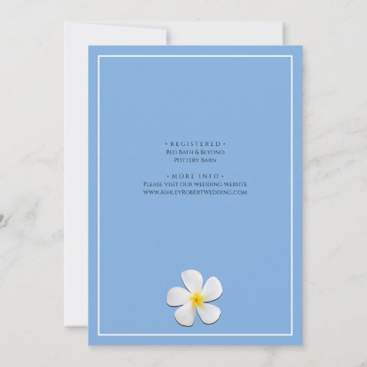 White Plumeria Flower, Tropisch Beach, Save Date Kaart (Achterkant)