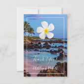 White Plumeria Flower w/ Tropical Beach, bedankt Kaart (Voorkant)