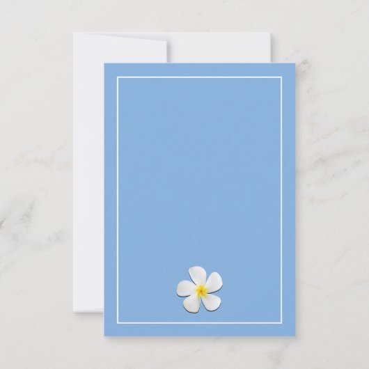 White Plumeria Flower w/ Tropical Beach, bedankt Kaart (Achterkant)