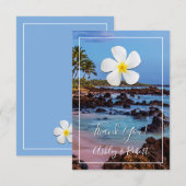 White Plumeria Flower w/ Tropical Beach, bedankt Kaart (Voorkant / Achterkant)