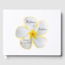 White Plumeria Flower, Wedding, Guest Book Gastenboek