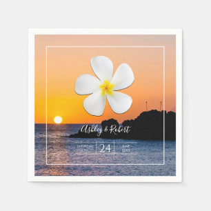 White Plumeria Flower with Golden Sunset, Servet