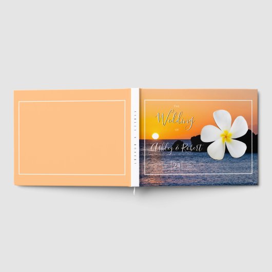 White Plumeria Flower with Golden Sunset, Weddensc Gastenboek (Volledig)