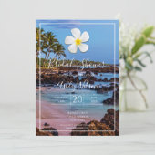 White Plumeria Flower with Tropical Beach, Bridal Kaart (Staand voorkant)