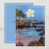 White Plumeria Flower with Tropical Beach, Bridal Kaart (Voorkant / Achterkant)
