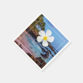 White Plumeria Flower with Tropical Beach; Servet (Hoek)
