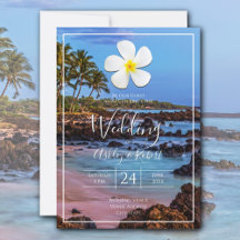 White Plumeria Flower with Tropical Beach, Wedding
