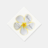 White Plumeria Flower with Yellow, Wedding, Napkin Servet (Hoek)