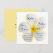 White Plumeria Flower, Yellow, Wedding, Save Date Kaart (Voorkant / Achterkant)