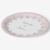 White Plumeria Flowers op Light Pink & White Party Papieren Bordje (Gekanteld)