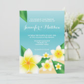 White Plumeria Frangipani Island Beach Wedding Kaart (Staand voorkant)