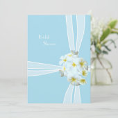 White Plumeria Hawaiian Bridal Shower Invitation Kaart (Staand voorkant)