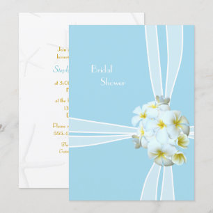 White Plumeria Hawaiian Bridal Shower Invitation Kaart