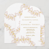 White Plumeria Invitation Kaart (Voorkant / Achterkant)