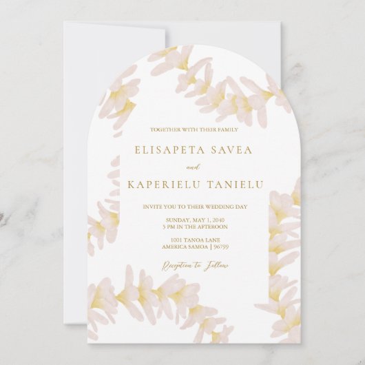 White Plumeria Invitation Kaart (Voorkant)