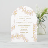 White Plumeria Invitation Kaart (Staand voorkant)
