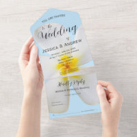White Plumeria on Blue, Tropical, Floral Wedding