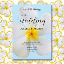 White Plumeria on Blue, Tropical, Floral Wedding
